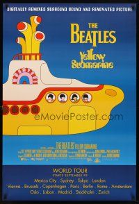9a845 YELLOW SUBMARINE advance DS 1sh R99 psychedelic art of Beatles John, Paul, Ringo & George!