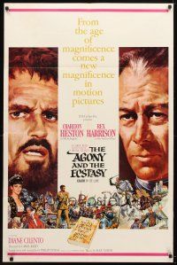 9b022 AGONY & THE ECSTASY 1sh '65 great image of Charlton Heston & Rex Harrison!