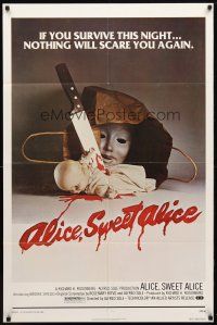 9b026 ALICE SWEET ALICE 1sh '77 first Brooke Shields, disturbing knife-in-doll image!
