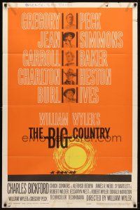 9b095 BIG COUNTRY style B 1sh '58 Gregory Peck, Charlton Heston, William Wyler, Saul Bass art!