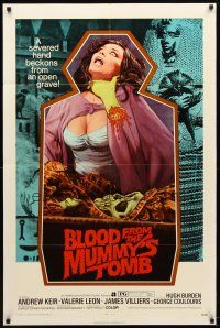 9b122 BLOOD FROM THE MUMMY'S TOMB 1sh '72 AIP, art of sexy women & severed hand!