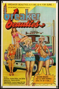 9b153 BREAKER BEAUTIES 1sh '77 sexy trucker girls in bikinis with CB radios, a big 10-4 for sure!
