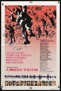 9b155 BRIDGE TOO FAR style B 1sh '77 Michael Caine, Connery, cool art of hundreds of paratroopers!