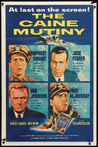 9b175 CAINE MUTINY 1sh '54 art of Humphrey Bogart, Jose Ferrer, Van Johnson & Fred MacMurray!