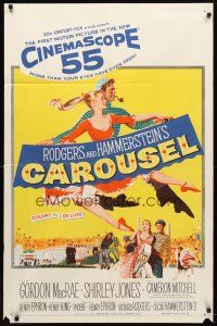 9b181 CAROUSEL 1sh '56 Shirley Jones, Gordon MacRae, Rodgers & Hammerstein musical!