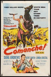 9b201 COMANCHE 1sh '56 Dana Andrews, Linda Cristal, they killed more white men than any other!
