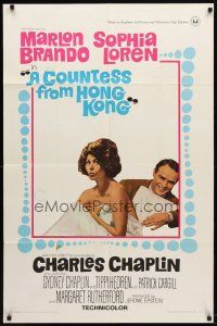 9b210 COUNTESS FROM HONG KONG 1sh '67 Marlon Brando, sexy Sophia Loren, directed by Chaplin!