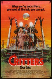9b214 CRITTERS 1sh '86 great completely different art of cast & monsters by Ken Barr!