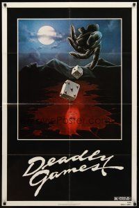 9b227 DEADLY GAMES 1sh '82 Ann Harris, Sam Groom, really cool spiked dice image!
