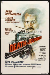 9b229 DEATH JOURNEY 1sh '75 Fred Williamson, cool train and gun artwork design by Joe Smith!