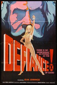 9b239 DEFIANCE OF GOOD 1sh '74 Jean Jennings, Fred J. Lincoln, cool sexy artwork!