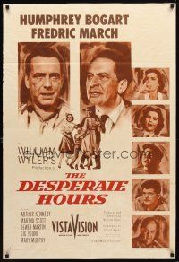 9b242 DESPERATE HOURS 1sh '55 Humphrey Bogart, Fredric March, directed by William Wyler!