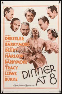 9b250 DINNER AT 8 1sh R62 Jean Harlow, John & Lionel Barrymore, Wallace Beery, Dressler!