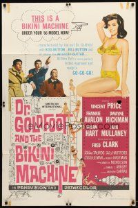 9b264 DR. GOLDFOOT & THE BIKINI MACHINE 1sh '65 Vincent Price, hot babes w/kiss & kill buttons!