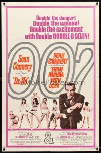 9b266 DR. NO/FROM RUSSIA WITH LOVE 1sh '65 Sean Connery is James Bond, double danger & excitement!
