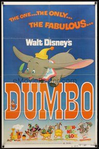9b272 DUMBO 1sh R72 colorful art from Walt Disney circus elephant classic!