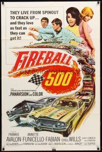 9b308 FIREBALL 500 1sh '66 race car driver Frankie Avalon & sexy Annette Funicello!