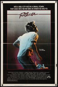 9b320 FOOTLOOSE pg-rated 1sh '84 competitive dancer Kevin Bacon has the music on his side!