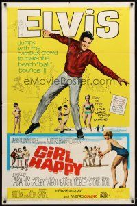 9b352 GIRL HAPPY 1sh '65 great image of Elvis Presley dancing, Shelley Fabares, rock & roll!