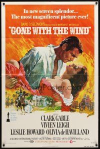 9b363 GONE WITH THE WIND 1sh R74 Clark Gable & Vivien Leigh, all-time classic!