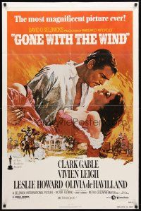 9b364 GONE WITH THE WIND 1sh R80 Clark Gable, Vivien Leigh, de Havilland, all-time classic!