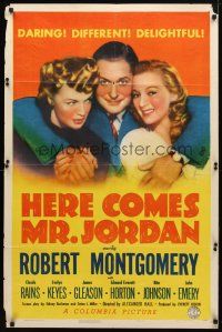 9b401 HERE COMES MR. JORDAN style B 1sh '41 Robert Montgomery w/Evelyn Keyes & Rita Johnson!