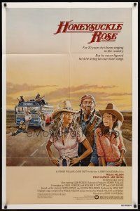 9b411 HONEYSUCKLE ROSE 1sh '80 art of Willie Nelson, Dyan Cannon & Amy Irving, country music!
