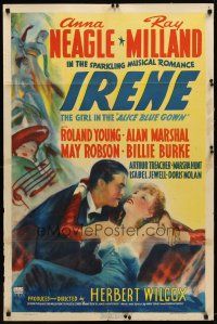 9b449 IRENE style A 1sh '40 artwork of pretty Anna Neagle & handsome young Ray Milland!