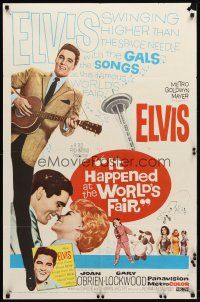 9b450 IT HAPPENED AT THE WORLD'S FAIR 1sh '63 Elvis Presley swings higher than the Space Needle!