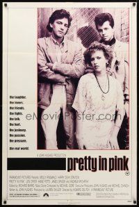 9b706 PRETTY IN PINK 1sh '86 great portrait of Molly Ringwald, Andrew McCarthy & Jon Cryer!