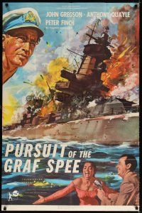 9b718 PURSUIT OF THE GRAF SPEE 1sh '57 Powell & Pressburger, great art of exploding ship!