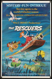 9b737 RESCUERS 1sh '77 Disney mouse mystery adventure cartoon from the depths of Devil's Bayou!