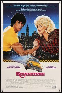 9b742 RHINESTONE 1sh '84 Sylvester Stallone arm wrestles Dolly Parton, Alvin art of taxi cab!