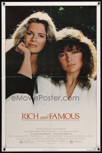 9b743 RICH & FAMOUS 1sh '81 great portrait image of Jacqueline Bisset & Candice Bergen!