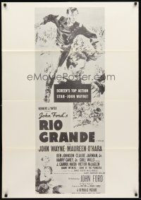9b745 RIO GRANDE military 1sh R60s art of John Wayne & Maureen O'Hara, directed by John Ford!