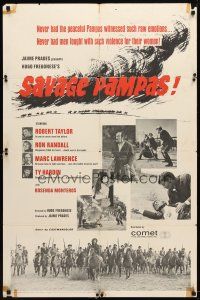 9b775 SAVAGE PAMPAS 1sh '67 Hugo Fregonese, Robert Taylor as cowboy in South America!