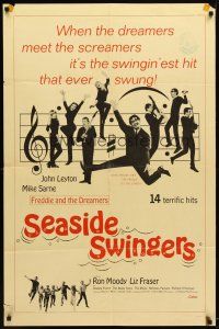 9b781 SEASIDE SWINGERS 1sh '65 Freddie & The Dreamers, the swingin'est hit that ever swung!