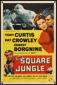 9b831 SQUARE JUNGLE 1sh '56 great artwork of boxing Tony Curtis fighting in the ring!