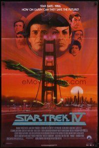 9b836 STAR TREK IV 1sh '86 cool art of Leonard Nimoy & William Shatner by Bob Peak!
