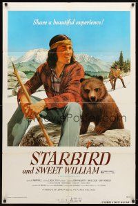 9b840 STARBIRD & SWEET WILLIAM 1sh '75 cool art of Native American Indian & bear cub!