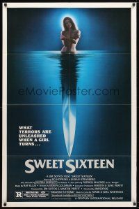 9b866 SWEET SIXTEEN 1sh '82 Bo Hopkins, Susan Strasberg, sexy horror image of knife & nude girl!