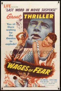 9b942 WAGES OF FEAR 1sh '55 Yves Montand, Henri-Georges Clouzot's suspense classic!