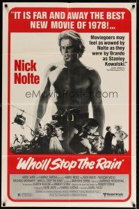 9b969 WHO'LL STOP THE RAIN reviews 1sh '78 artwork of Nick Nolte & Tuesday Weld by Tom Jung!