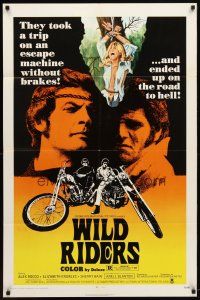 9b975 WILD RIDERS 1sh '71 Alex Rocco & another biker end up on the road to Hell!