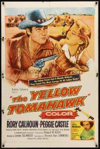 9b993 YELLOW TOMAHAWK 1sh '54 cowboy Rory Calhoun, Peggie Castle, Rita Moreno!