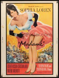 9c177 MADAME SANS GENE 30x40 R63 wonderful art of super sexy Sophia Loren in low-cut dress!