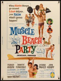 9c189 MUSCLE BEACH PARTY 30x40 '64 Frankie & Annette, 10,000 biceps & 5,000 bikinis!
