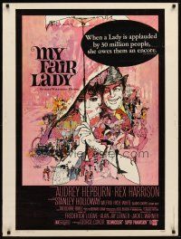9c190 MY FAIR LADY 30x40 R71 classic art of Audrey Hepburn & Rex Harrison by Bob Peak!