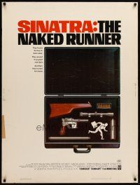 9c191 NAKED RUNNER 30x40 '67 Frank Sinatra, cool image of sniper rifle gun dismantled in suitcase!