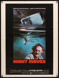 9c194 NIGHT MOVES 30x40 '75 Gene Hackman, Susan Clark, James Woods, sexy diver art!